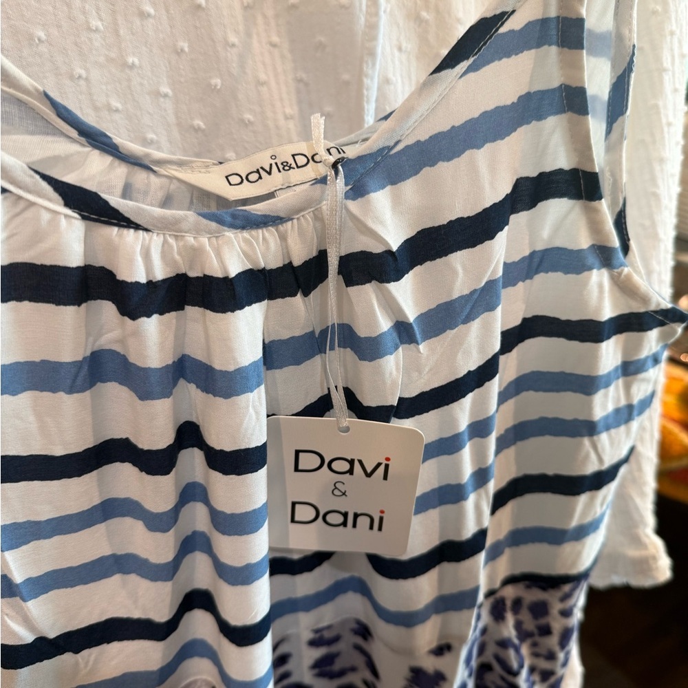 Blue & White Sundress MULTI PRINT SLEEVELESS MIDI DRESS M - Picture 11 of 11